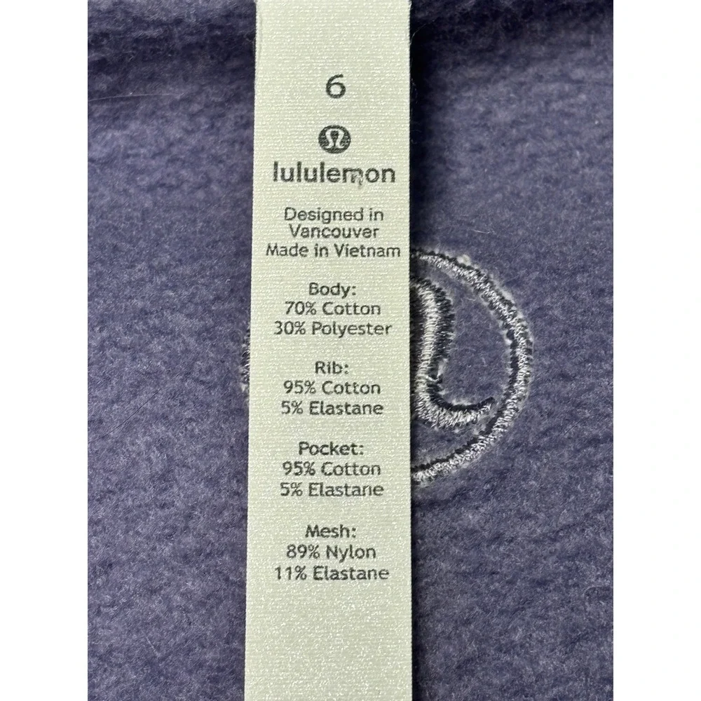 Lululemon Athletica Grey Zip Up Jacket Funnel Neck‎ Ribbed Cuffs Size 6
